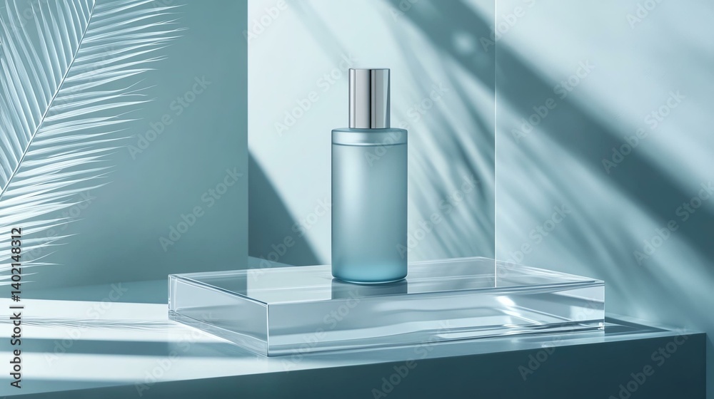 Elegant glass bottle with soft shadows mockup. Elegant glass bottle with soft shadows mockup.