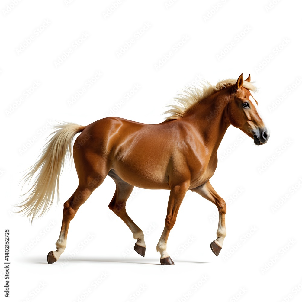 Obraz premium Majestic Chestnut Horse Galloping Gracefully in Bright Outdoors