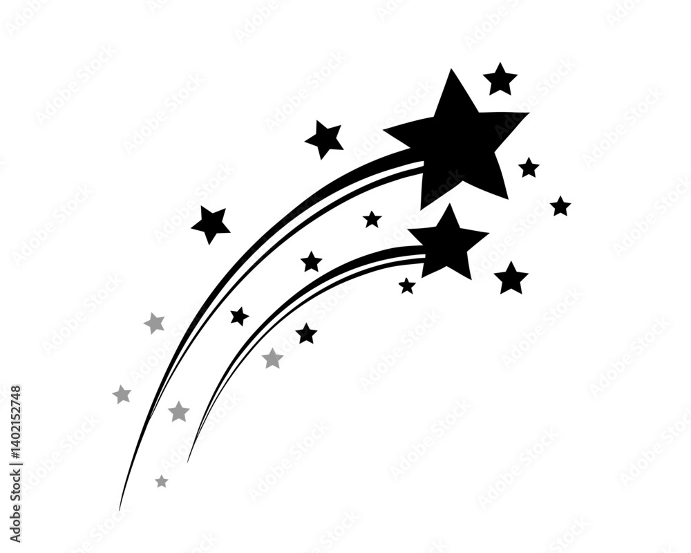 shooting star. illustration of a comet tail or star trail.vector eps