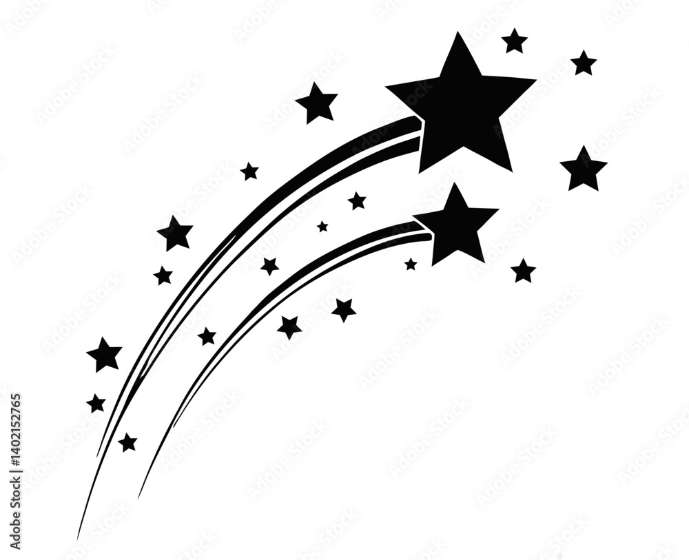 shooting star. illustrshooting star. illustration of a comet tail or star trail.vector epsation of a comet tail or star trail.
