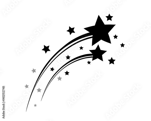 shooting star. illustration of a comet tail or star trail.vector eps