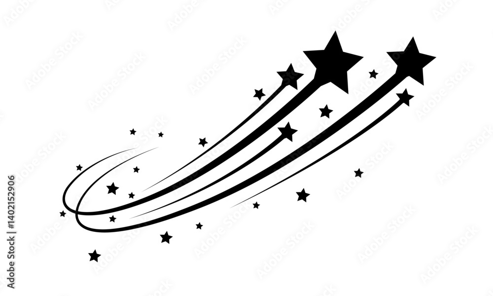 shooting star. illustration of a comet tail or star trail.