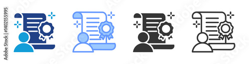 Certified Worker icon set multiple style collection