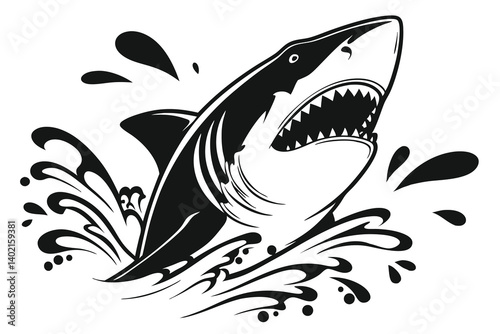 Shark vector illustration of a cartoon sea animal swimming underwater
