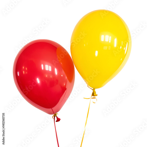 red and yellow balloons isolated on white background photo
