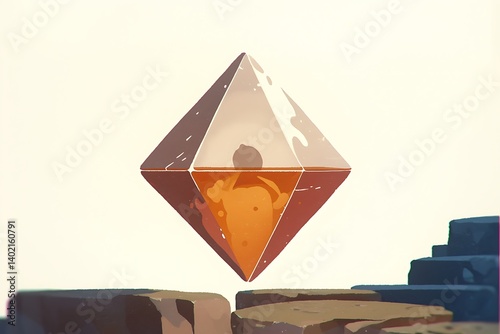 Floating Gemstone, Rocky Terrain