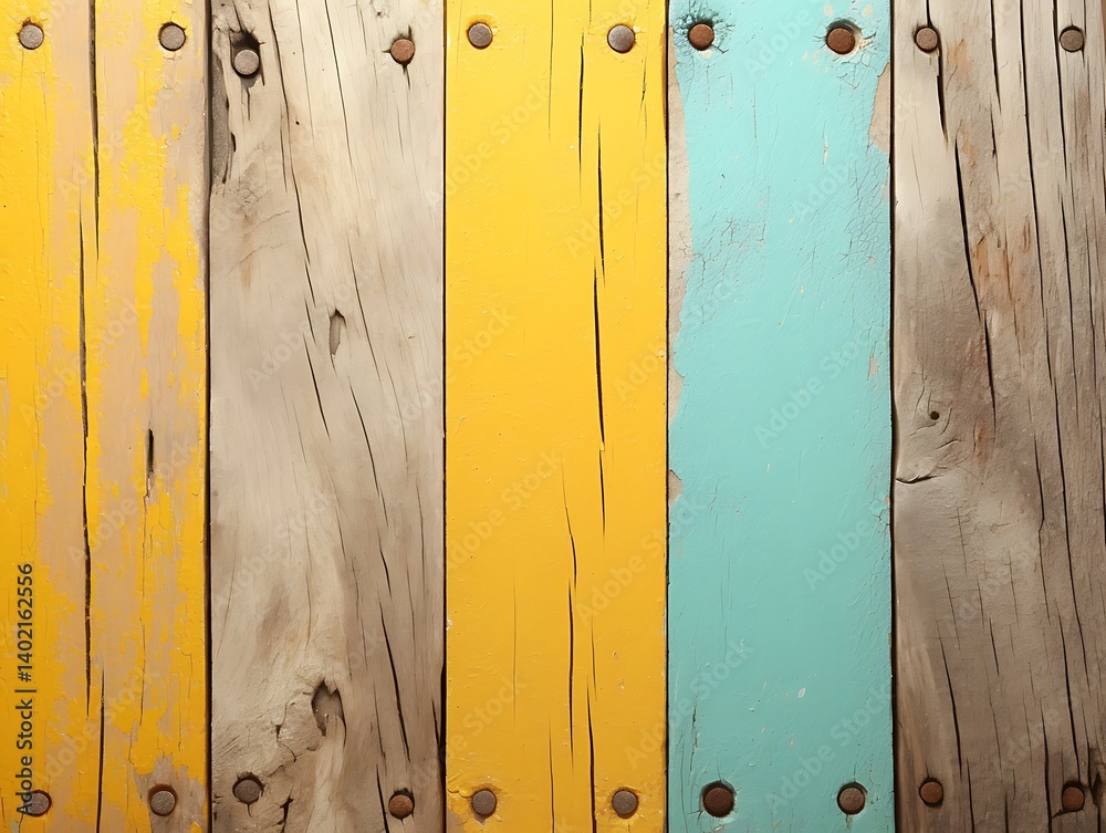 Fototapeta premium Colorful Wooden Plank Wall
