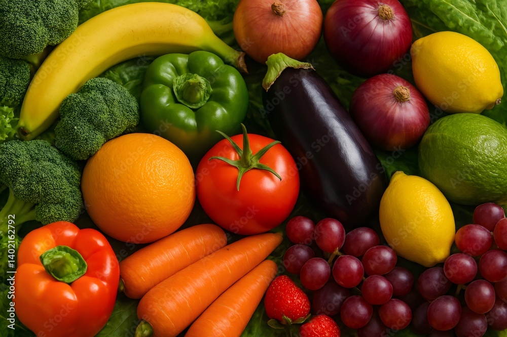 Colorful vegetable display emphasizing nutritional variety and healthy eating habits Colorful vegetable display emphasizing nutritional variety and healthy eating habits