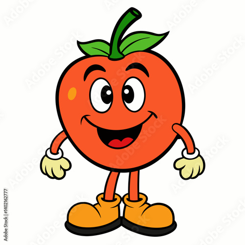 Retro groovy fruit cartoon mascot character vector vintage funky fun smiling old school 