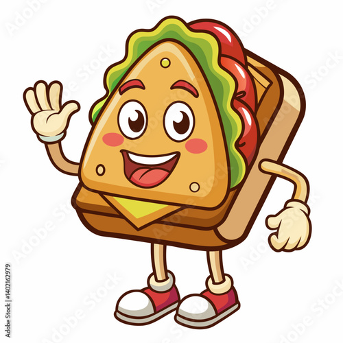 sandwich cartoon mascot character illustration legs face tasty funny adorable