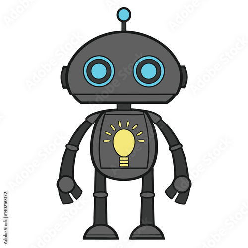 Cute Robot with Lightbulb