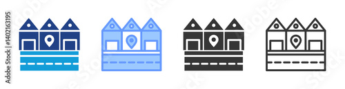 Residential Area icon set multiple style collection