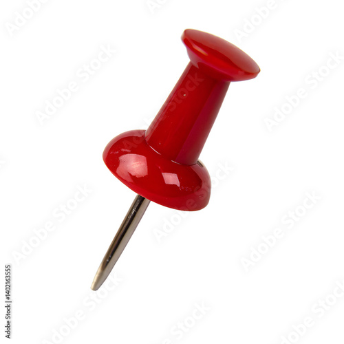 Red push pin isolated on transparent background