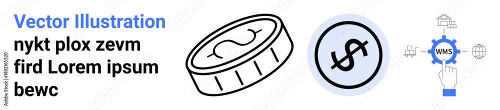 Dollar coin illustrations paired with cloud-based workflow, emphasizing financial technology. Ideal for fintech integration, cloud services, digital currency, business growth, innovation, e-commerce Dollar coin illustrations paired with cloud-based workflow, emphasizing financial technology. Ideal for fintech integration, cloud services, digital currency, business growth, innovation, e-commerce