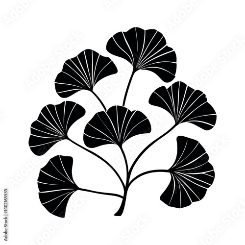 Elegant Black and White Ginkgo Biloba Branch Design