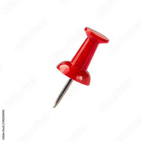 Red push pin isolated on transparent background