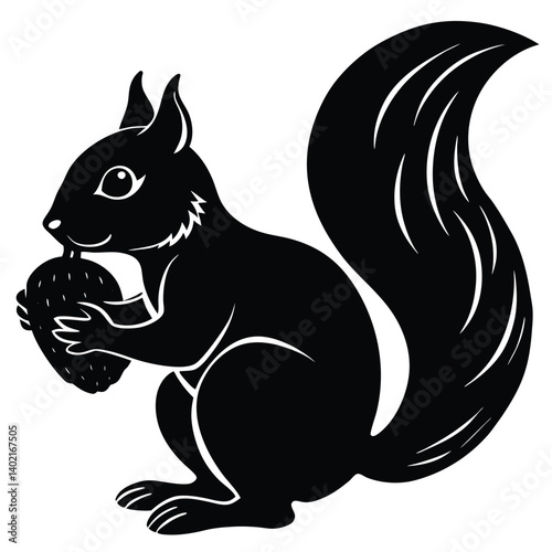 squirrel holding a nut silhouette