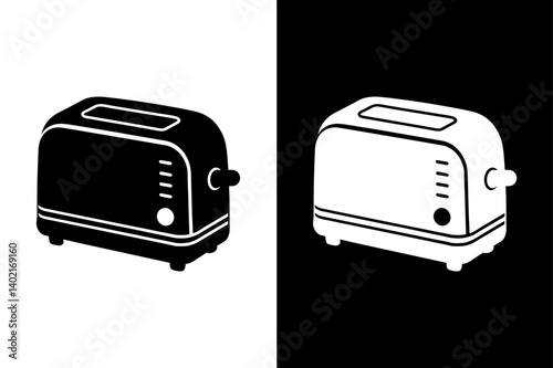 Minimal Toaster Silhouette Vector Icon – Black & White Design.