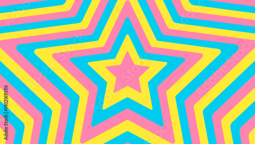 同心状の星、イメージ背景、ポップなデザイン、装飾的な放射型図形