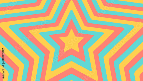 同心状の星、イメージ背景、ポップなデザイン、装飾的な放射型図形