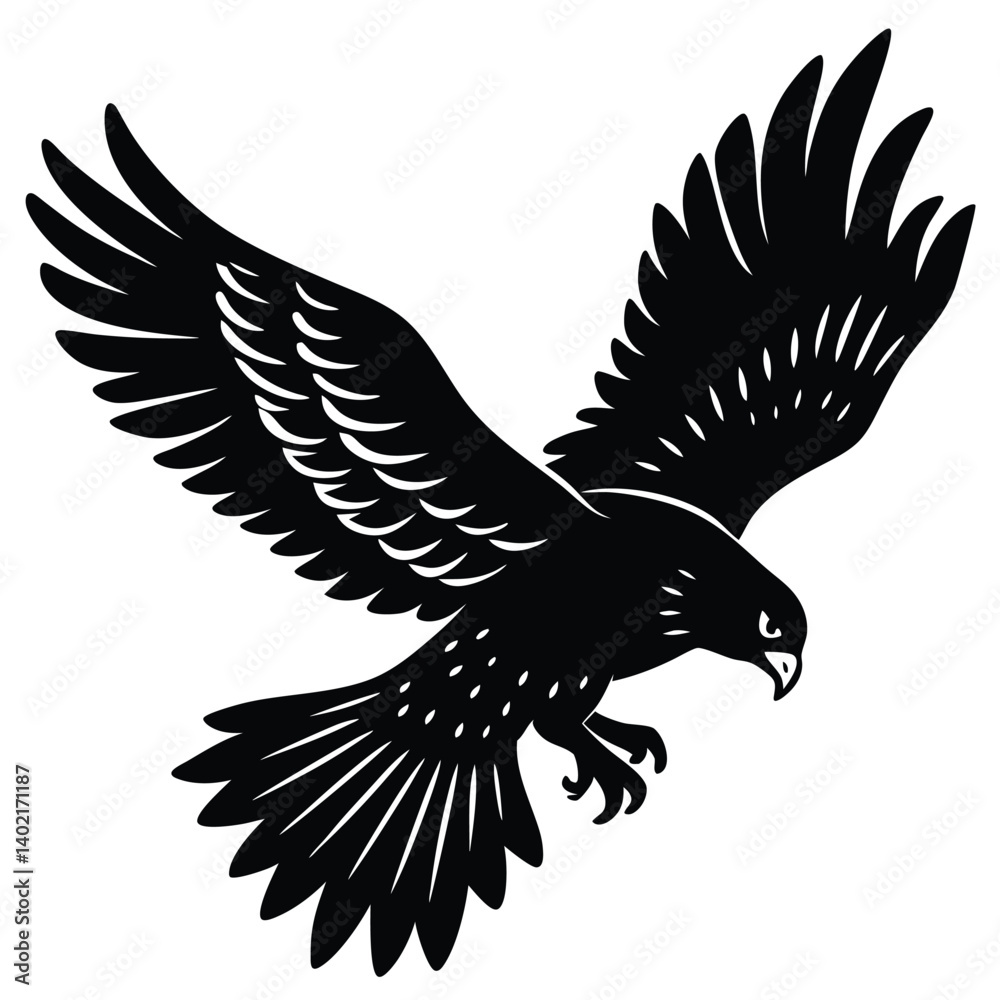 Obraz premium hawk diving silhouette