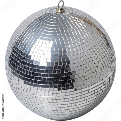 Silver Disco ball isolated on transparent background
