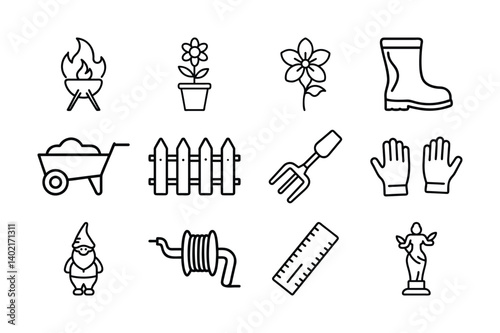 Yard Work and Landscaping Icons for DIY Projects
