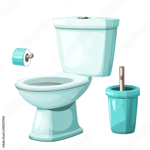 Clean and fresh teal toilet and accessories bathroom bliss