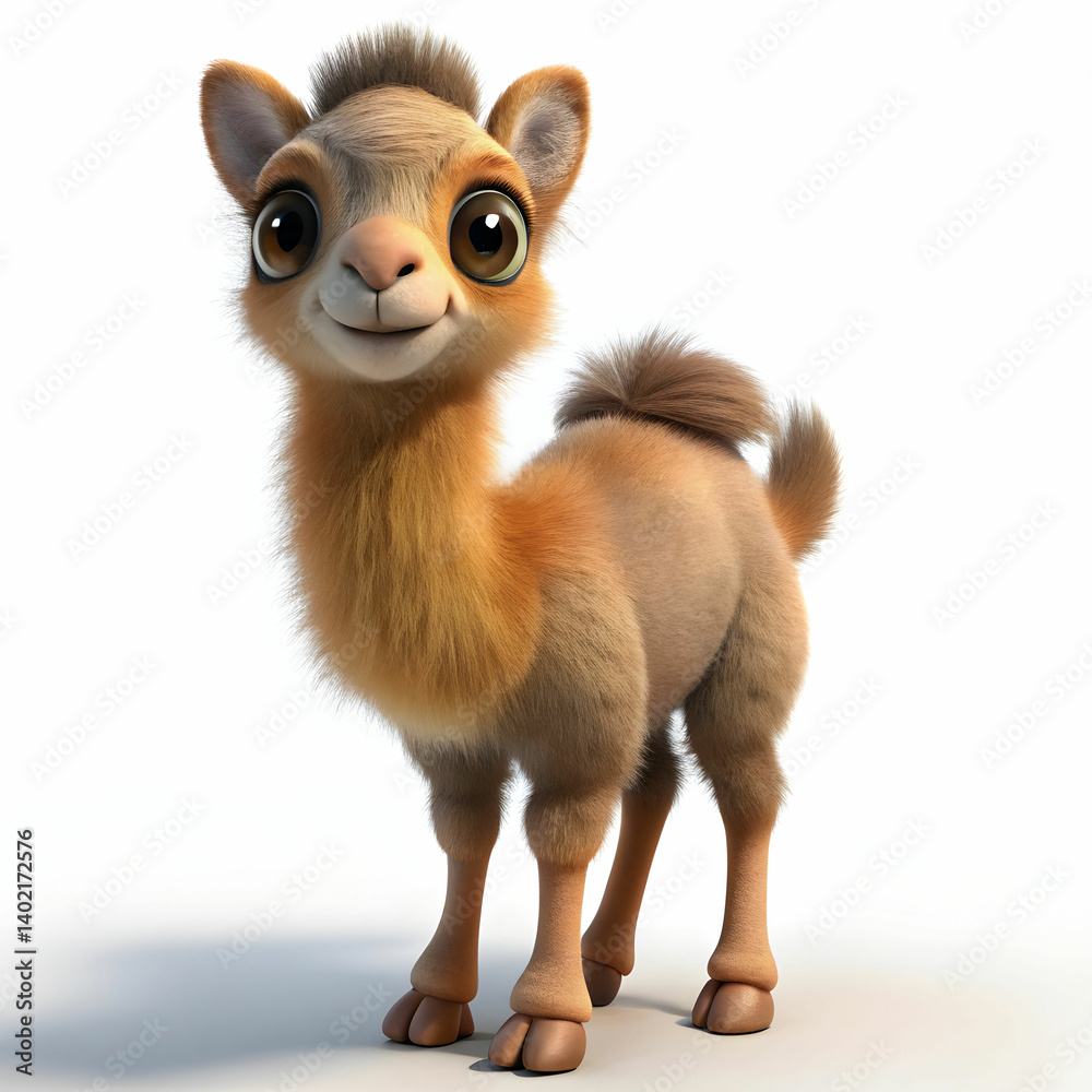 create a cute 3d little camel on white background create a cute 3d little camel on white background