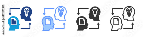 Knowledge Transfer icon set multiple style collection