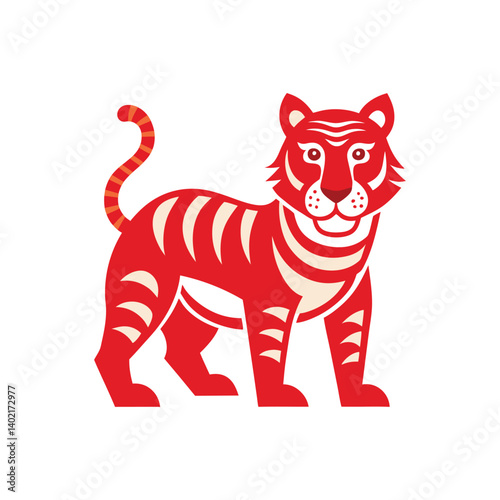 Chinese New Year Tiger  Papercut vector illustration on white background