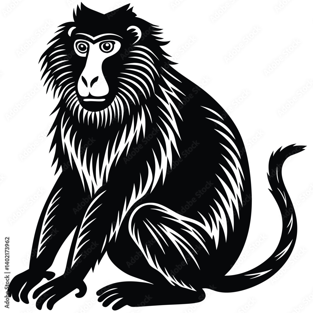 Fototapeta premium baboon sitting silhouette