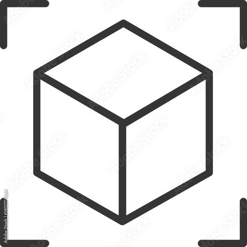 3D Cube Detection Vector Icon Stock Illustration
