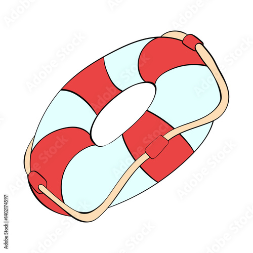 lifebuoy style line and color cute doodle illustration