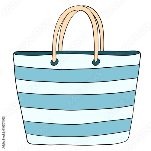 summer tote bag style line and color cute doodle illustration