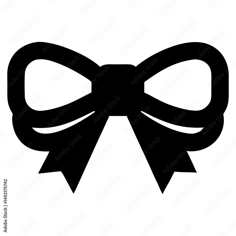 Simple hand drawn style black and white ribbon bow icon Simple hand drawn style black and white ribbon bow icon
