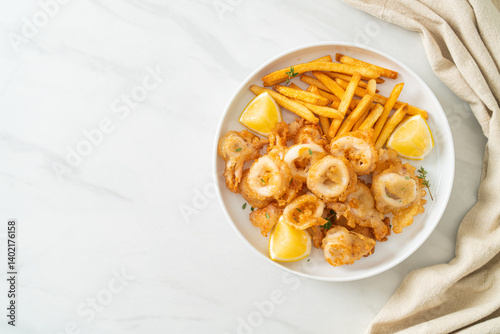 calamari - fried squid or octopus with fries