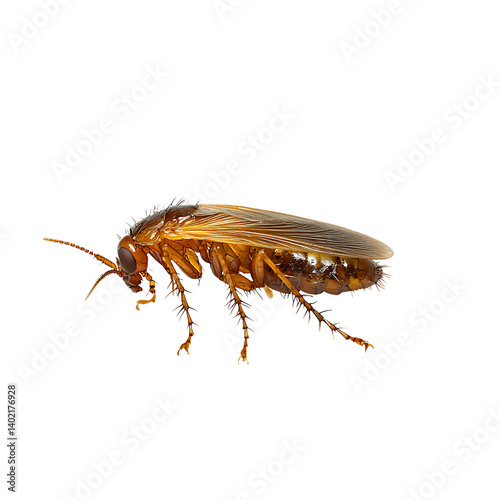 Obraz na płótnie Side view of realistic brown flea with spiny legs w salonie