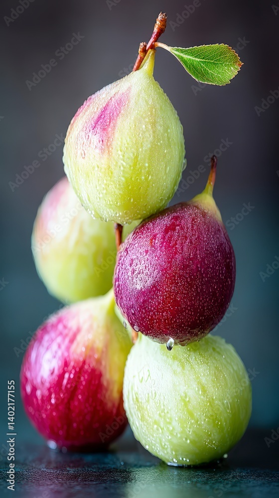 Juicy Figs  Fresh  Colorful  Macro Photography of Figs with Water Droplets