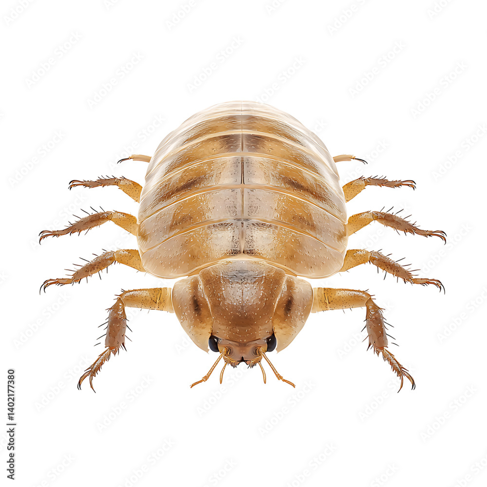 Realistic booklouse insect isolated in frontal view