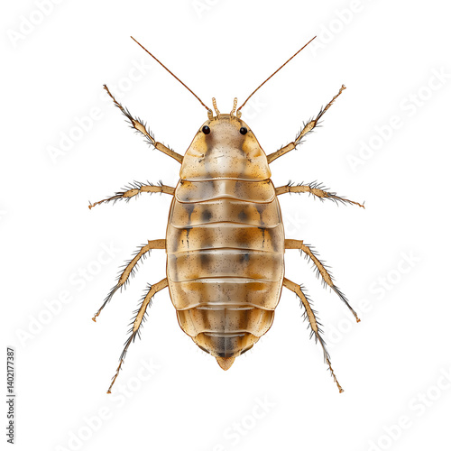 Realistic booklouse insect isolated in frontal view