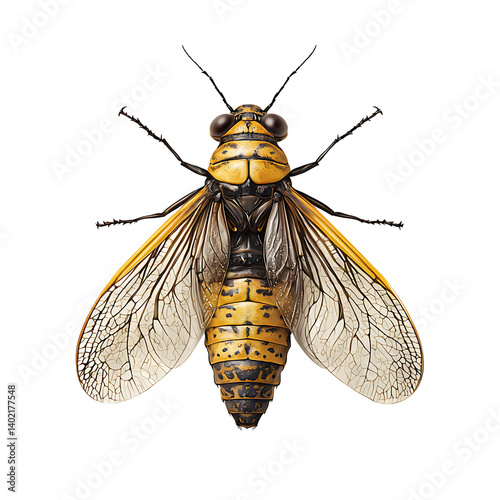 Obraz na płótnie Colorful cicada insect with transparent wings isolated w salonie