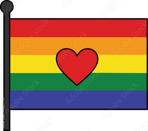Pride Flag with Heart Vector – Love and Equality