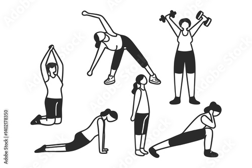 Fitness pose vector, gym enthusiast, muscular man clipart for posters on a white background
