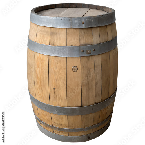 Wooden barrel on transparent background