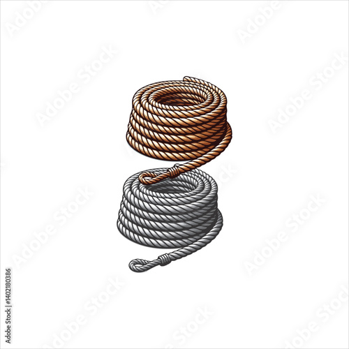 Lasso Clipart – Coiled Rodeo Rope Vector Side View