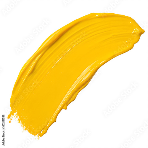 yellow paint stroke on transparent background