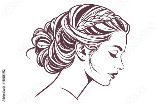 Minimalist hair bun vector, trendy update design for beauty projects on a white background