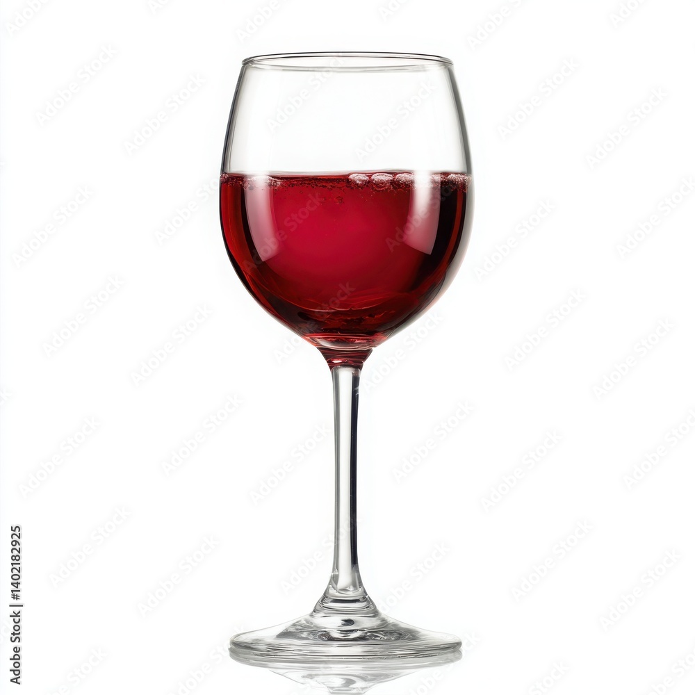 A clear wine glass filled with red wine A clear wine glass filled with red wine