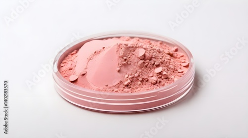 Obraz na płótnie Round pink powdered makeup sample as a cosmetics product.generative.ai w salonie
